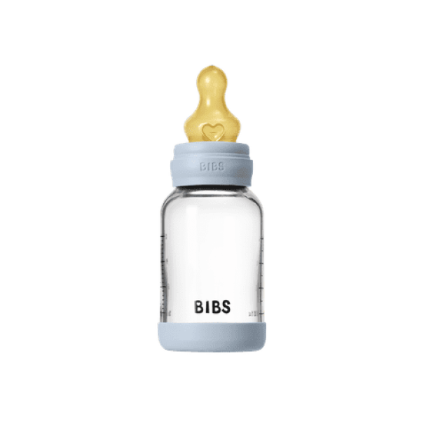 Glass Baby Bottle Latex 120 ml  - Baby Blue - Image 2
