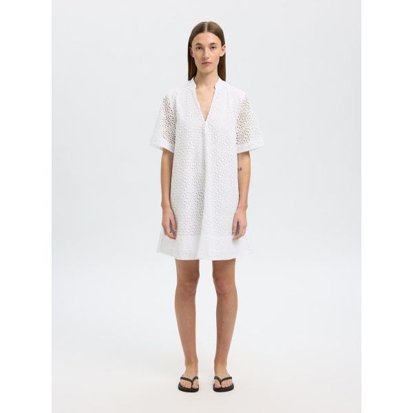 Laerke Short Broderi Dress - Bright White 