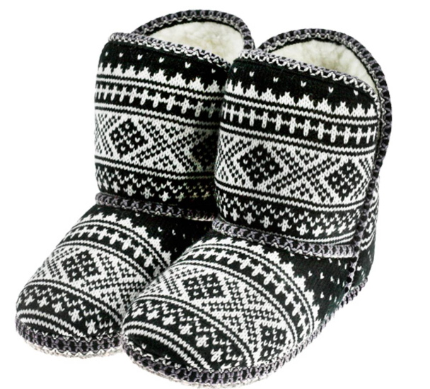 Tøffel med Setesdalsmønster, sort 