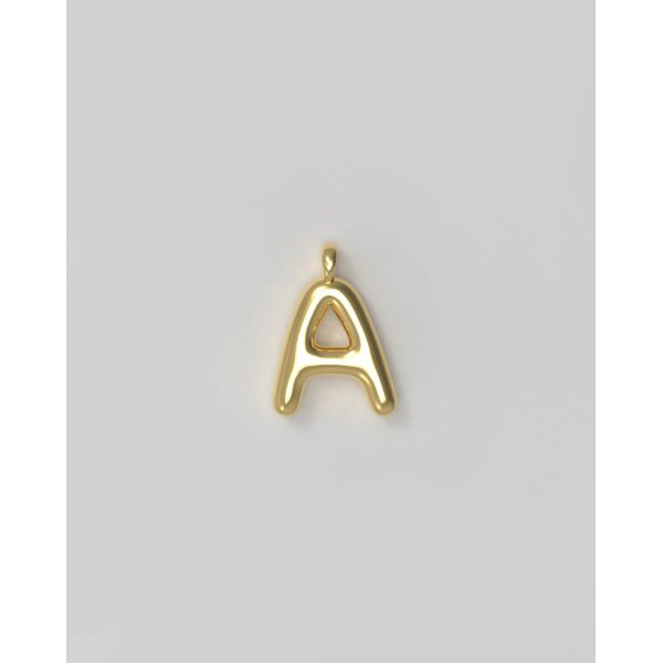 Letter Charm Small Gold Plated - A