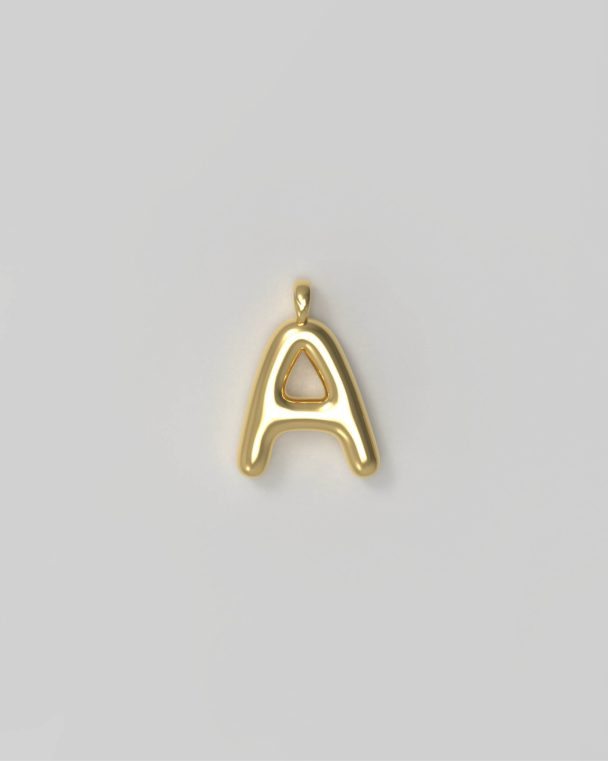 Letter Charm Small Gold Plated - A