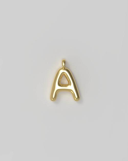 Letter Charm Small Gold Plated - A