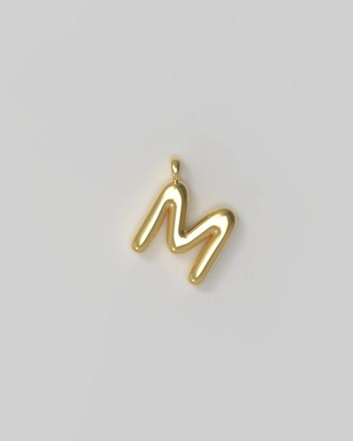 Letter Charm Small Gold Plated - M