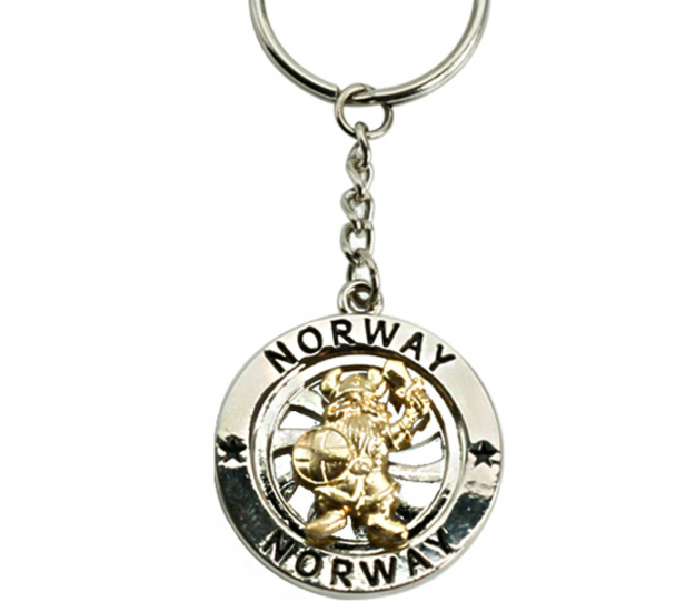 Nøkkelring, m.spinner, gull/ sølv, Viking