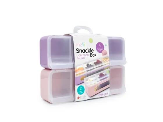 Snackle box - 4 rom 2 pack rosa/lilla