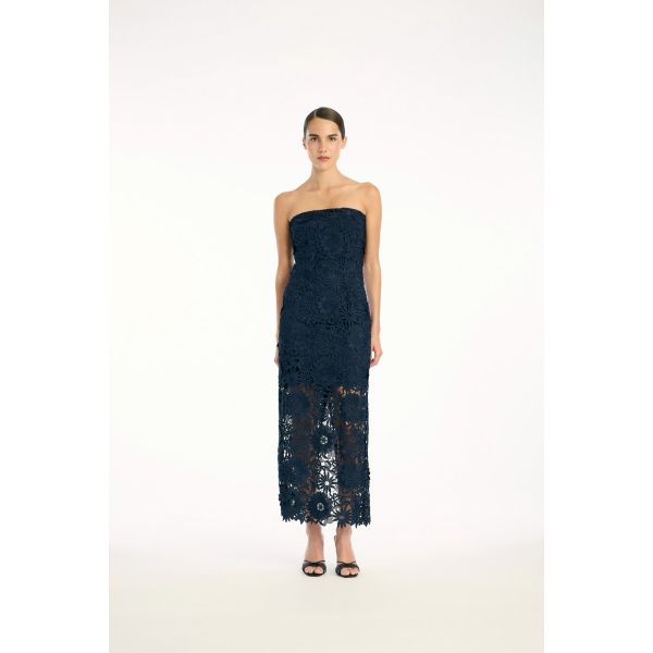 3D Lace Midi Dress - Dark Blue