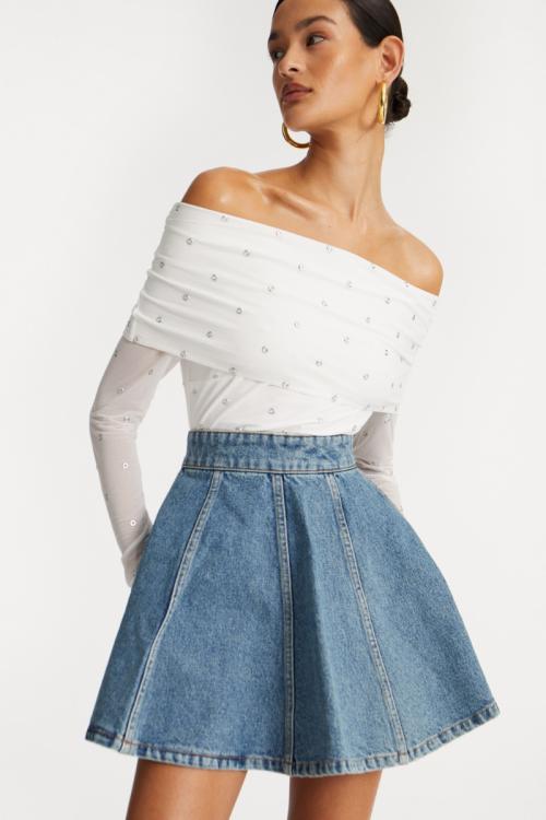 Denim Mini Skirt - Vintage Blue 