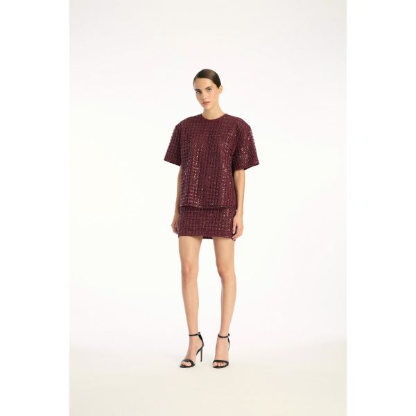 Beaded Oversized Top - Zinfandel