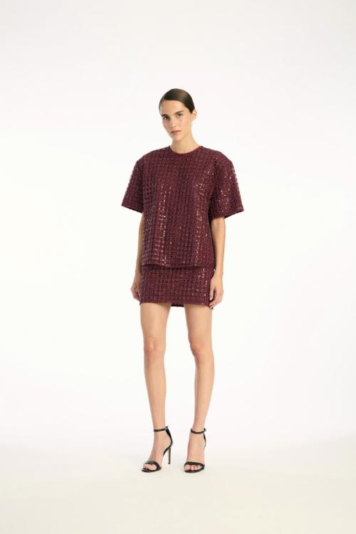 Beaded Mini Skirt - Zinfandel 
