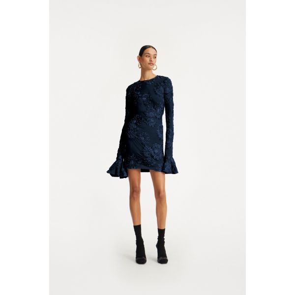 3D Mesh Mini Dress - Blue Print 