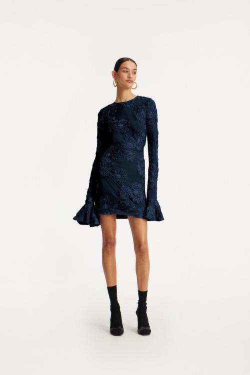 3D Mesh Mini Dress - Blue Print 