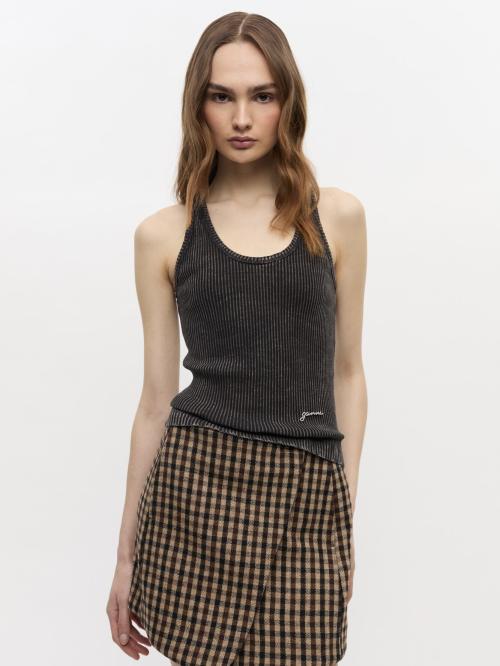 Heavy Rib Jersey Tank Top Black Washed