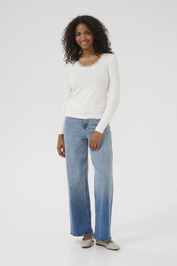 KAomi U-neck Topp Chalk - Image 3