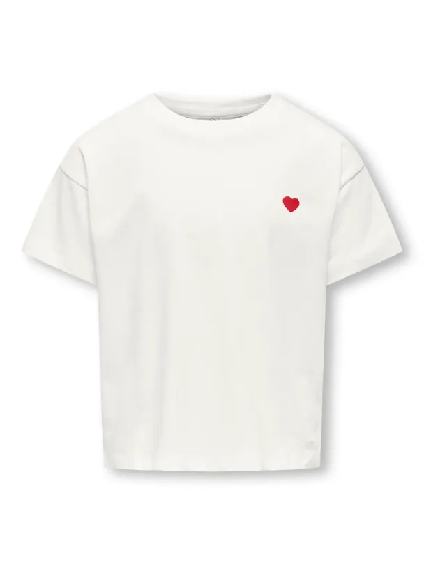 KOGmaiken Life Cropheart T-skjorte Offwhite - Image 2