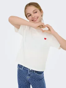 KOGmaiken Life Cropheart T-skjorte Offwhite