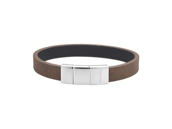 Armbånd brun kalveskinn, stål - 10mm 