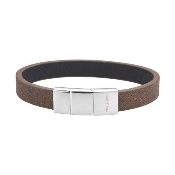 Armbånd brun kalveskinn, stål - 10mm 