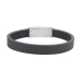 Armbånd svart kalveskinn, stål - 10mm 