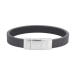 Armbånd svart kalveskinn, stål - 10mm 