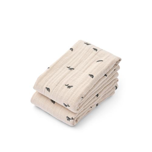 Liewood | Lewis Muslin Klut 2-pk - Mini Whale/Sandy