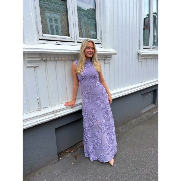 Flower Mesh Maxi Dress - Lavender Aura 
