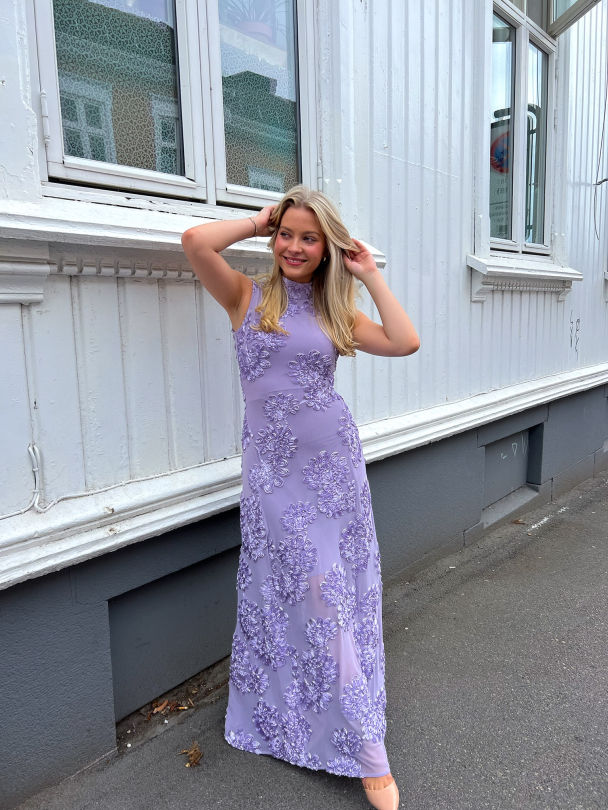 Flower Mesh Maxi Dress - Lavender Aura  - Image 3
