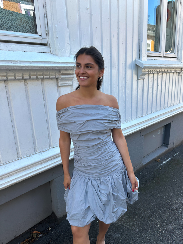 Off Shoulder Mini Dress - Alloy  - Image 1