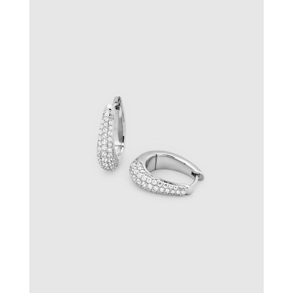 LIZ HOOPS PAVE SILVER