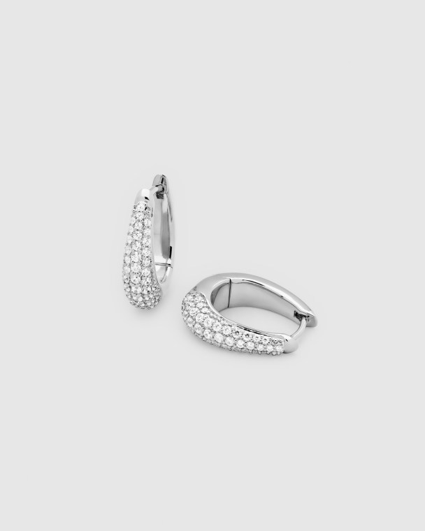 LIZ HOOPS PAVE SILVER - Image 1