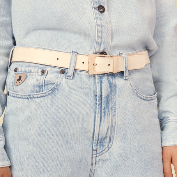 Ember Leather Belt Gold - Ecru/Beige  - Image 1