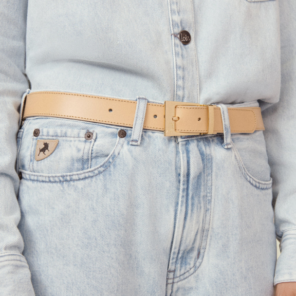 Ember Leather Belt Gold - Ecru/Beige  - Image 2