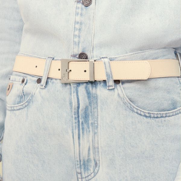 Ember Leather Belt Silver - Ecru/Beige 