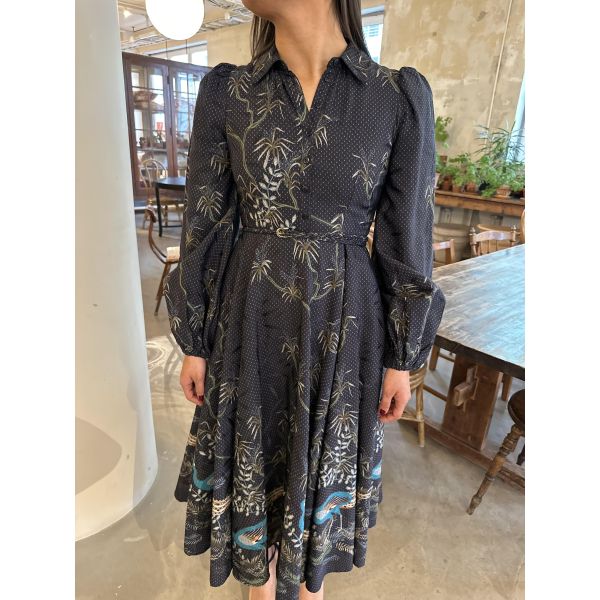 Jacquard Midi Dress - Blue Peacock