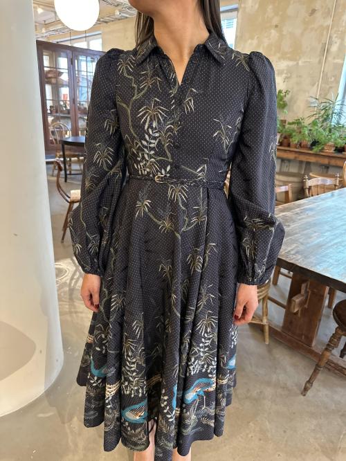 Jacquard Midi Dress - Blue Peacock