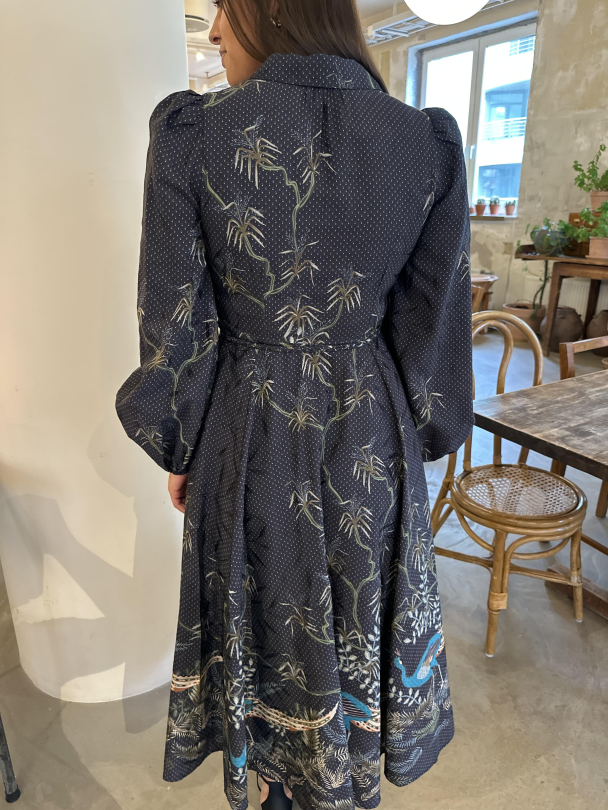 Jacquard Midi Dress - Blue Peacock - Image 2