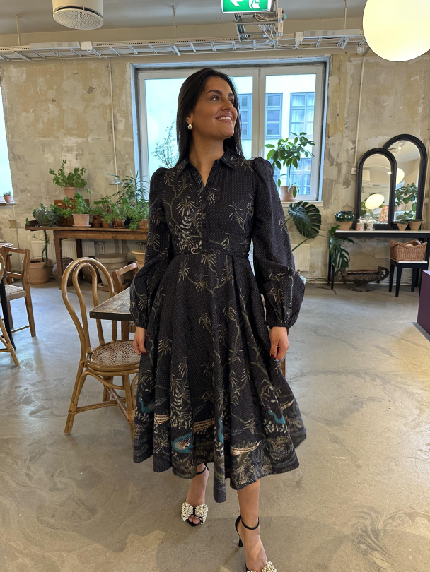 Jacquard Midi Dress - Blue Peacock - Image 3