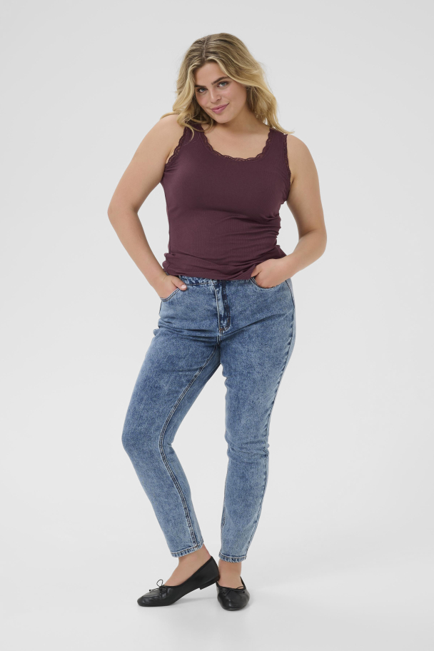 Kaffe Curve Omia singlet med blondekant - Image 2