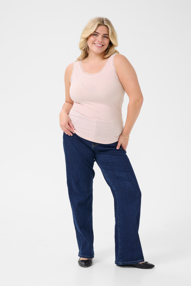 Kaffe Curve Omia singlet med blondekant - Image 4