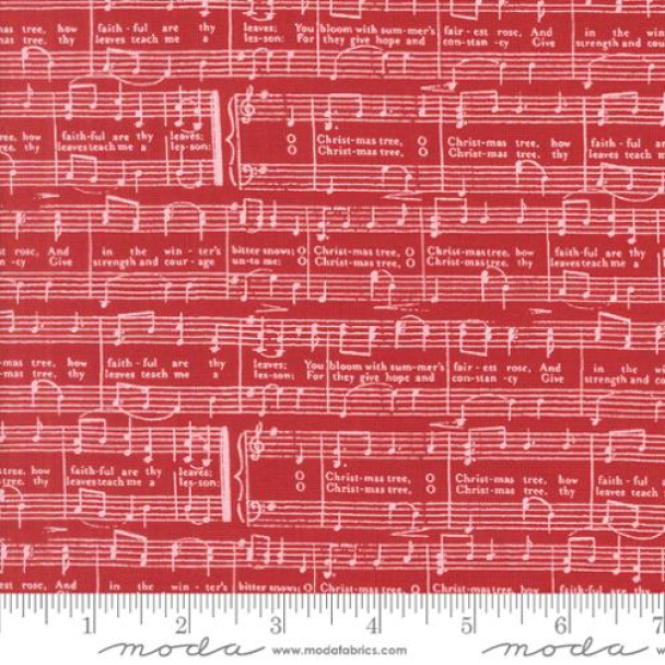 Berry and Pine -O Christmas Tree Text and Words Music Notes- Rød