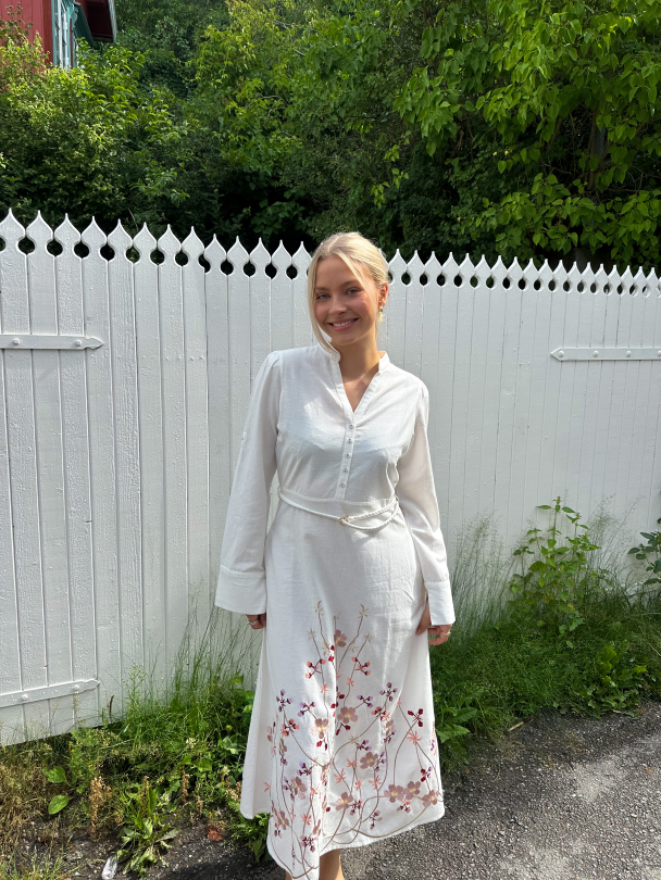 Linen Collared Dress - White  - Image 2