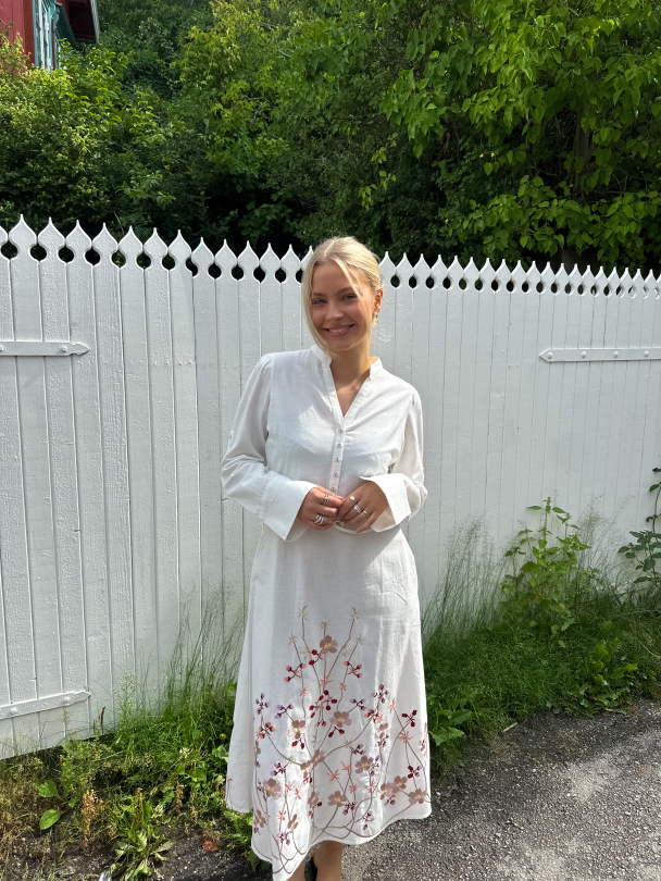 Linen Collared Dress - White  - Image 3