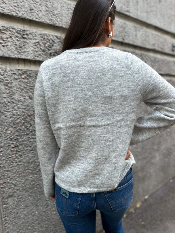 Lulu New Knit Cardigan - Light Grey Melange  - Image 2