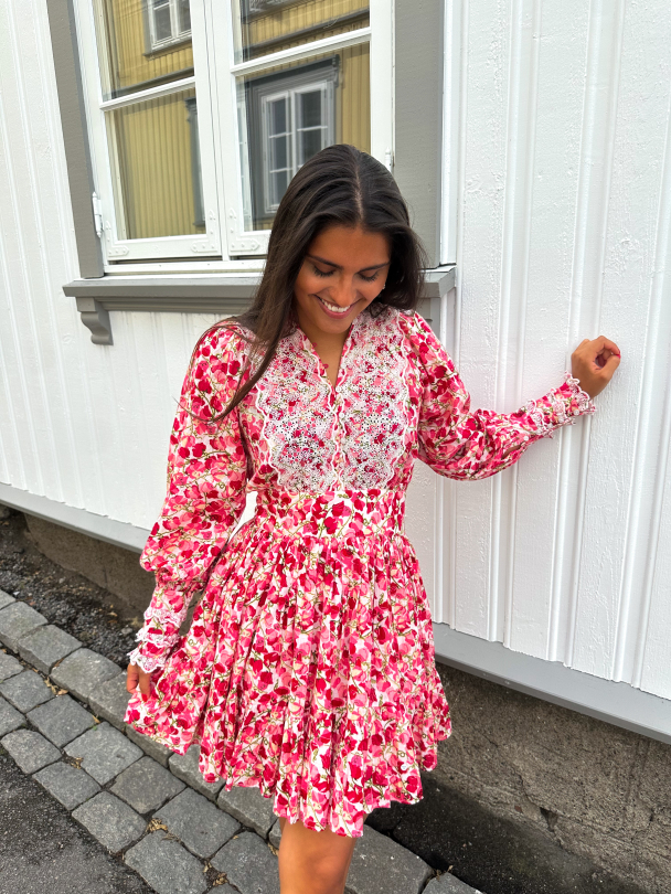 Cotton Slub Mini Dress - Poppy Field - Image 2