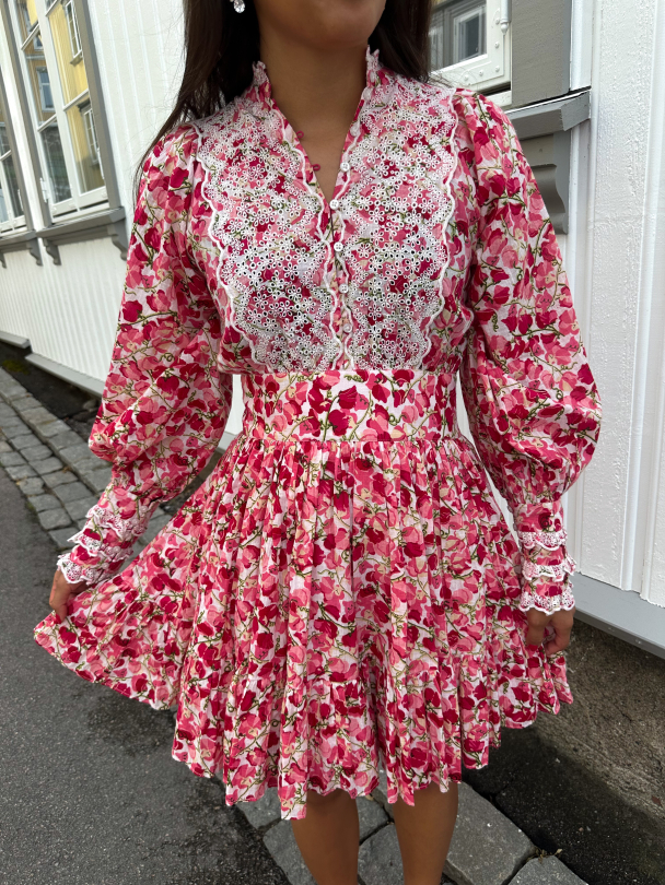Cotton Slub Mini Dress - Poppy Field - Image 1