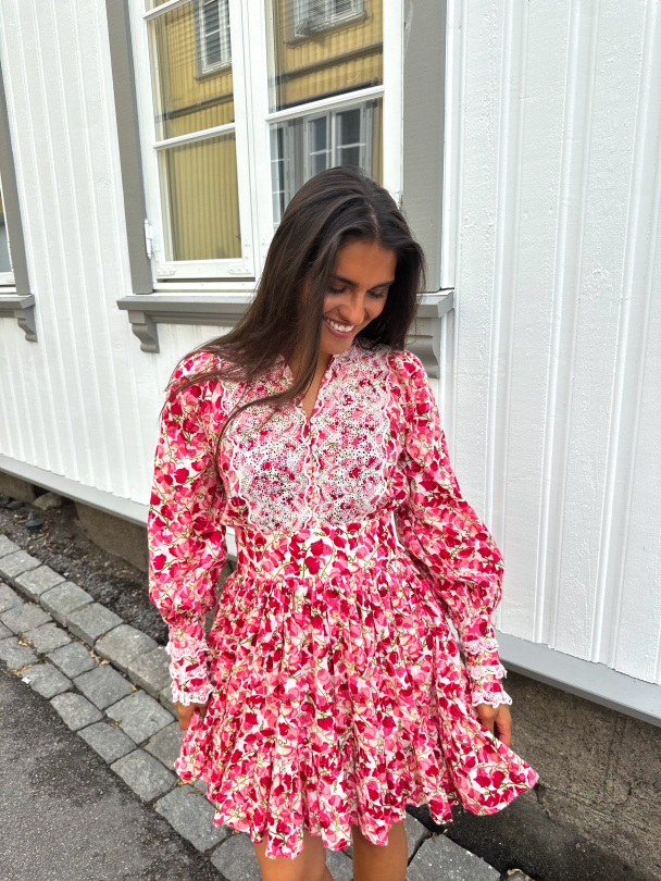 Cotton Slub Mini Dress - Poppy Field - Image 3