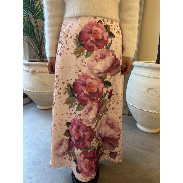 Tailored Satin Skirt - Rose