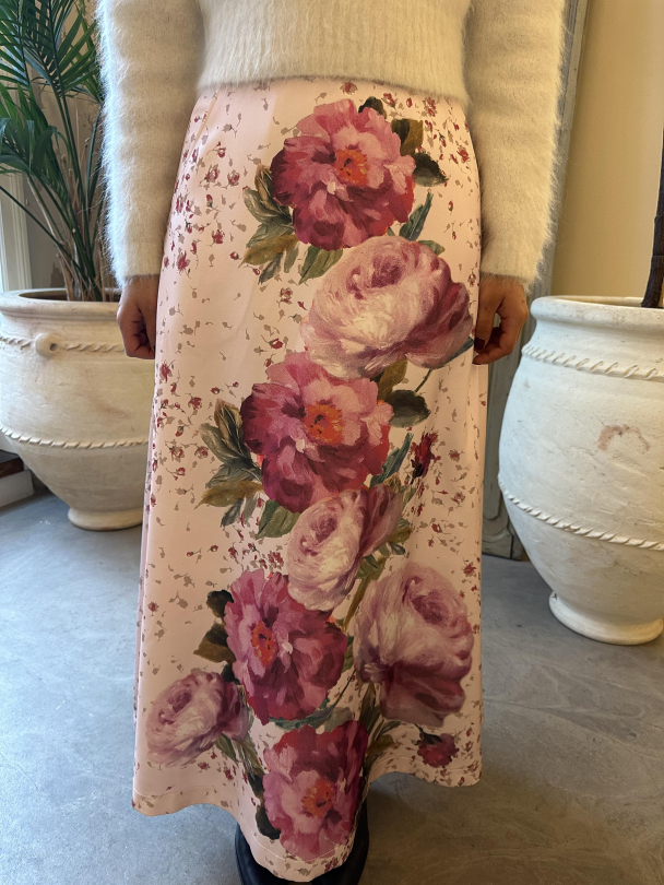 Tailored Satin Skirt - Rose - Image 1