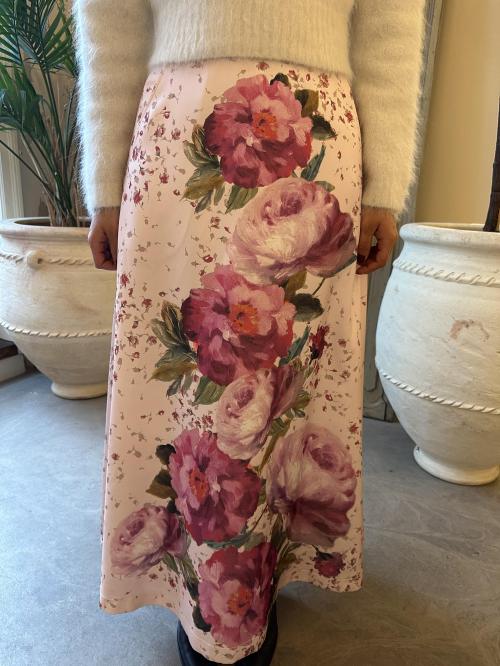Tailored Satin Skirt - Rose