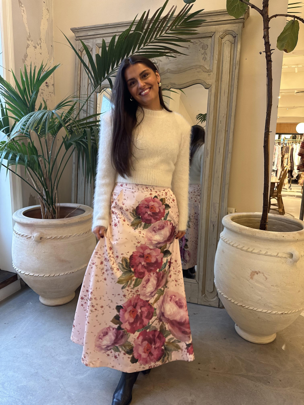 Tailored Satin Skirt - Rose - Image 3
