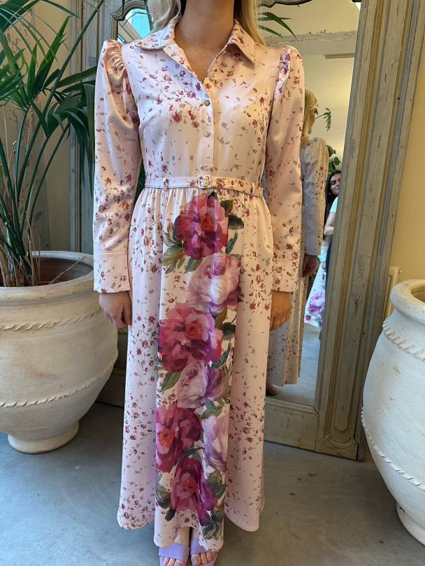 Tailored Satin Shirt Dress - Rose - Image 4